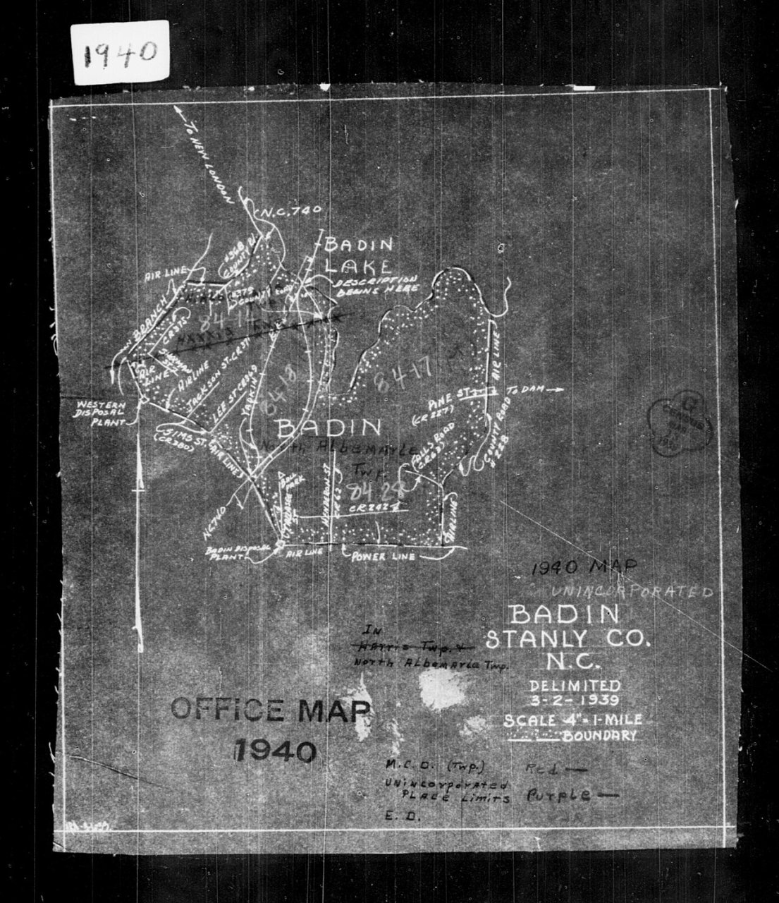 1940 Census Enumeration District Maps - North Carolina - Stanly County - Badin - ED 84-17, ED 84-18, ED 84-21
