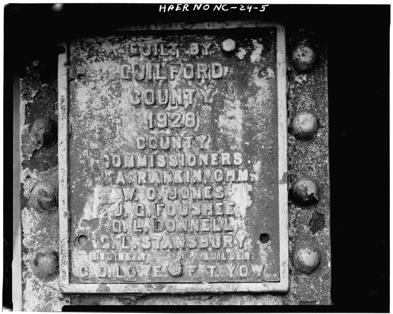 BRIDGE PLATE - North Carolina Route 1334 Bridge, Spanning Deep River