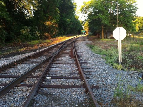Warsaw, NC May 2014 , I like how the stop sign faces trackside approach