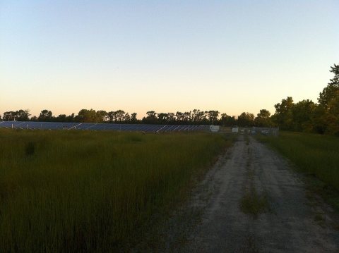 Solar Farm with Sheep or Goats to keep the Grass low. May 2014