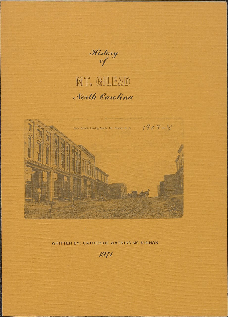 History of Mt. Gilead, North Carolina