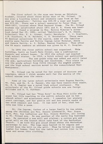 History of Mt. Gilead, North Carolina