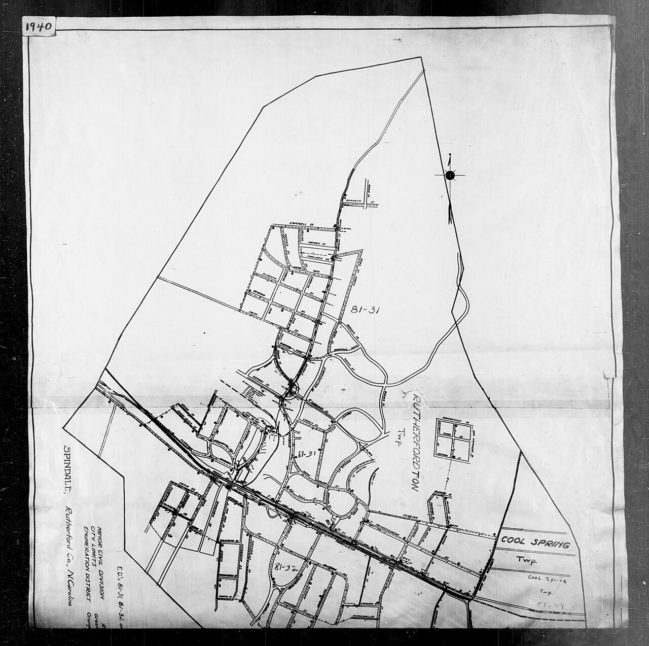 1940 Census Enumeration District Maps - North Carolina - Rutherford County - Spindale - ED 81-31, ED 81-32, ED 81-39