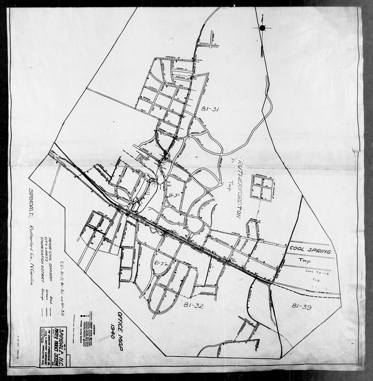 1940 Census Enumeration District Maps - North Carolina - Rutherford County - Spindale - ED 81-31, ED 81-32, ED 81-39