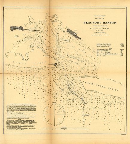 Beaufort harbor, North Carolina. Re-survey in June and July 1862. Corrected up to April 20th 1864