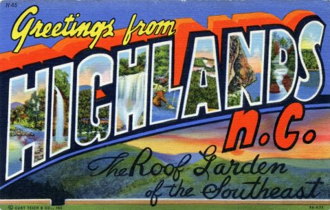 Greetings from Highlands, North Carolina, The Roof Garden of the Southeast - Large Letter Postcard