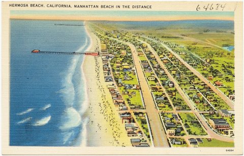 Hermosa Beach, California, Manhattan Beach in the distance (64684)