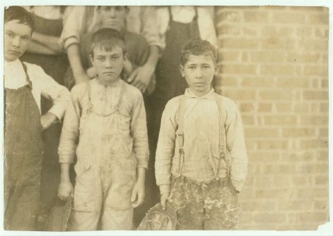 Groups of doffers, etc., all working in the Liberty Cotton Mill