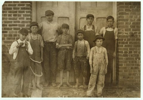 Groups of doffers, etc., all working in the Liberty Cotton Mill
