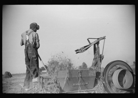 Baling hay on the Mary E. Jones place of about 140 acres. The sons W.E. and R.E. Jones own ninty-nine and sixty acres r…