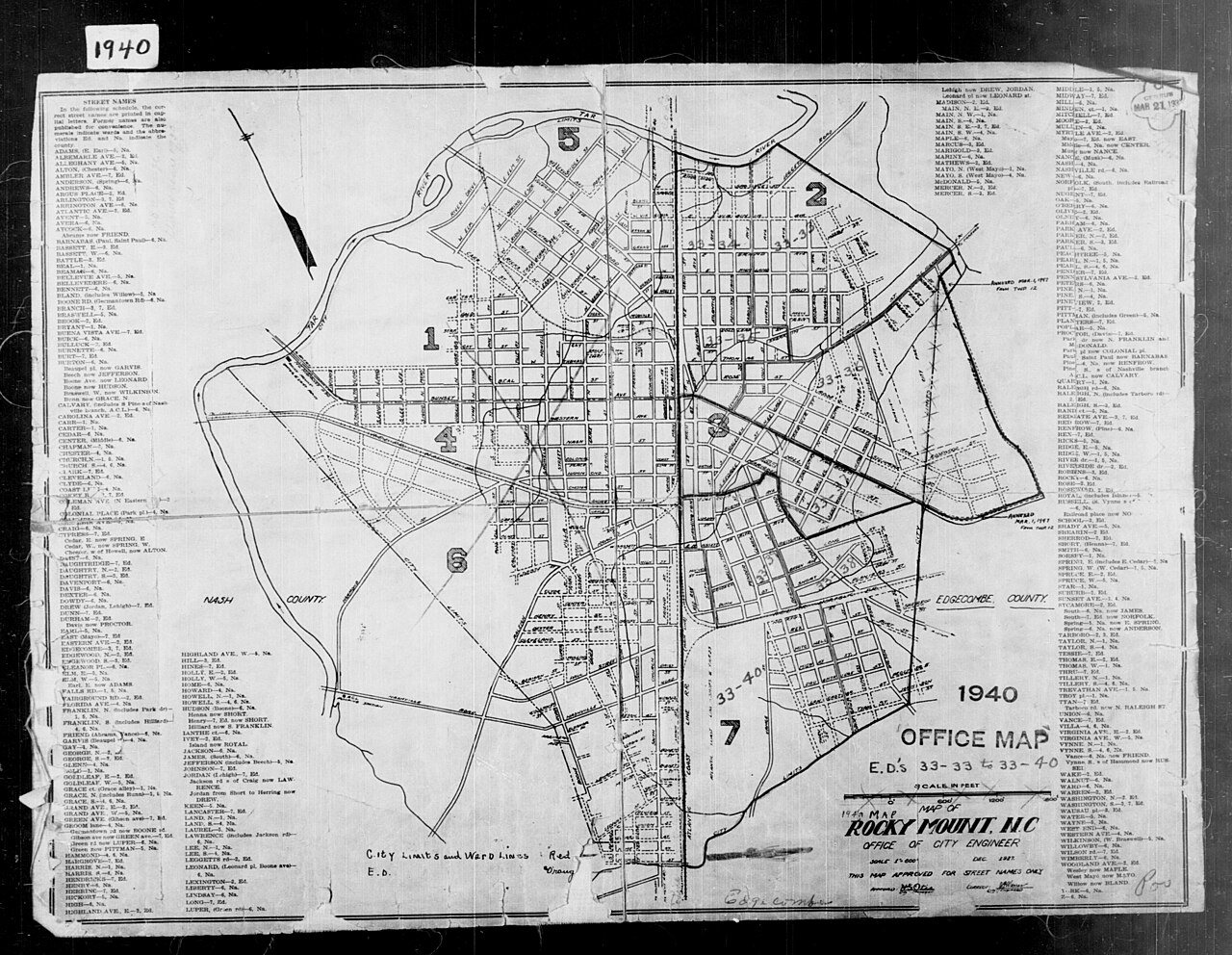 1940 Census Enumeration District Maps - North Carolina - Edgecombe County - Rocky Mount - ED 33-33, ED 33-34, ED 33-35,…