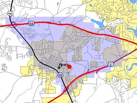 2006 EQ chemical plant fire Apex North Carolina location