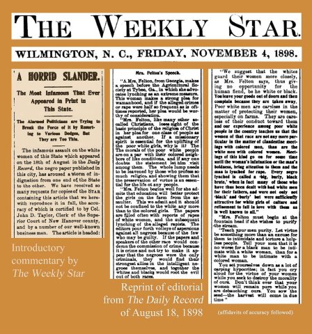 18981104 A Horrid Slander - includes reprint from The Daily Record - The Wilmington Weekly Star