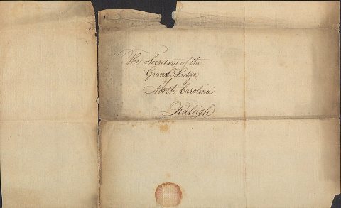 Letter to the Grand Secretary of the Grand Lodge of North Carolina from St. Tammany Lodge No. 30