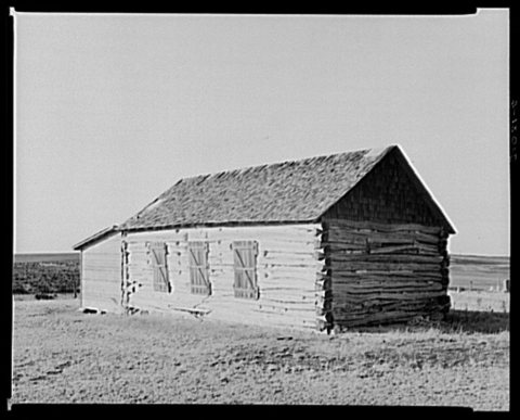 Old log church near Arnegard. McKenzie County, North Dakota