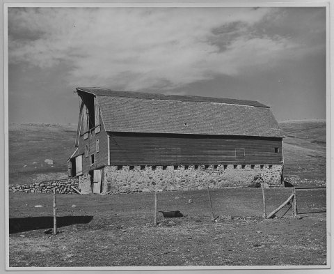 Barn with stone foundation. Valley City
