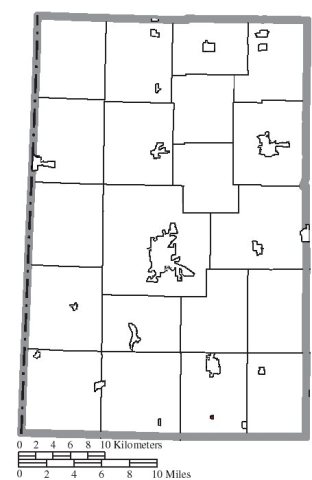 Map of Darke County Ohio Highlighting Ithaca Village
