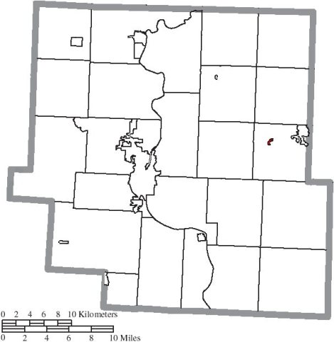 Map of Muskingum County Ohio Highlighting Norwich Village