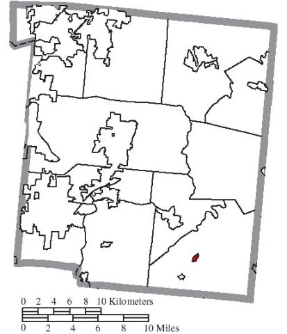 Map of Warren County Ohio Highlighting Butlerville Village