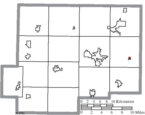 Map of Putnam County Ohio Highlighting Gilboa Village
