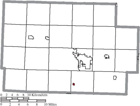 Map of Coshocton County Ohio Highlighting Conesville Village