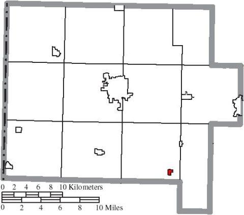 Map of Van Wert County Ohio Highlighting Elgin Village