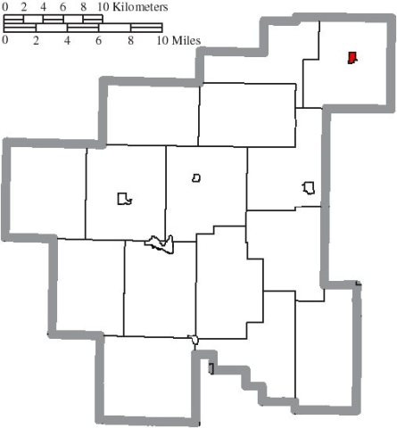 Map of Noble County Ohio Highlighting Batesville Village