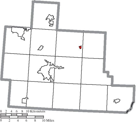 Map of Athens County Ohio Highlighting Amesville Village