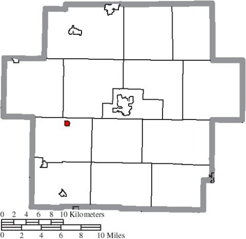 Map of Carroll County Ohio Highlighting Dellroy Village