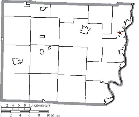 Map of Belmont County Ohio Highlighting Brookside Village