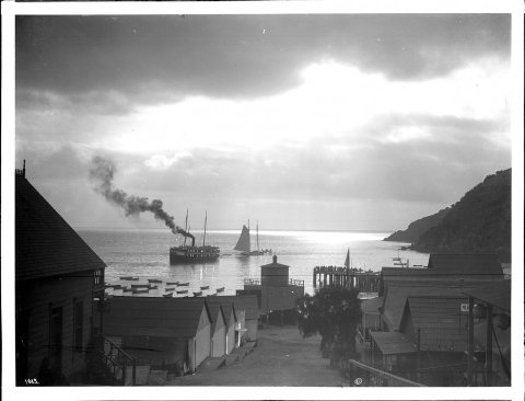 Moonlight excursion on Avalon harbor, Santa Catalina Island, ca.1896-1910 (CHS-1613)
