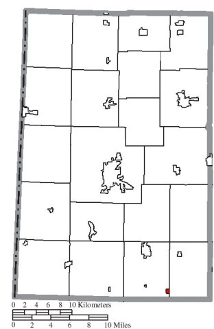 Map of Darke County Ohio Highlighting Gordon Village
