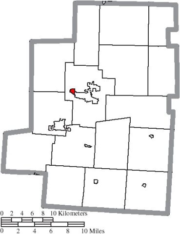 Map of Morrow County Ohio Highlighting Edison Village