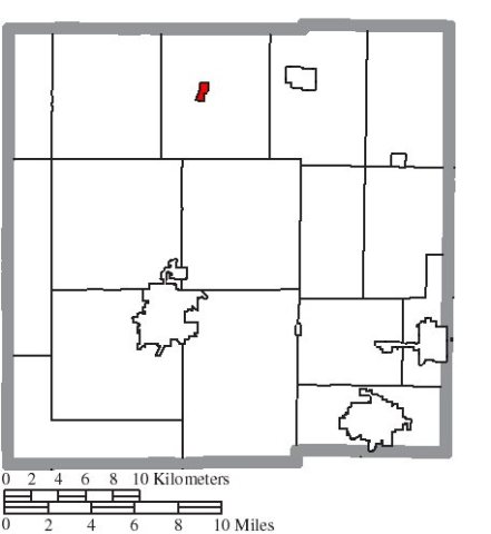 Map of Crawford County Ohio Highlighting Chatfield Village