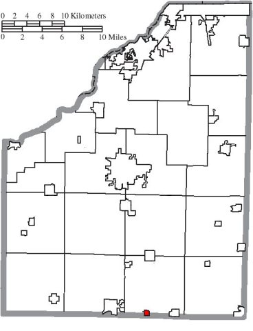 Map of Wood County Ohio Highlighting Bairdstown Village