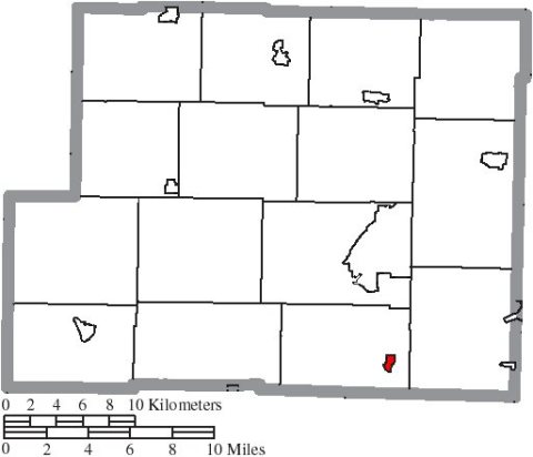 Map of Harrison County Ohio Highlighting New Athens Village