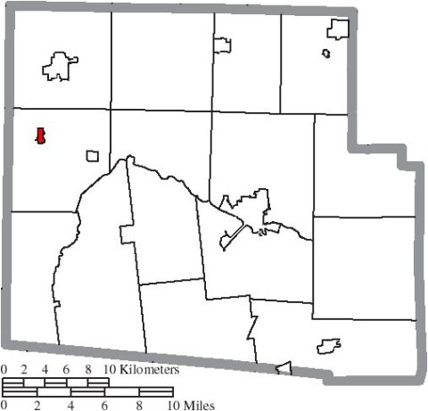 Map of Hardin County Ohio Highlighting Alger Village