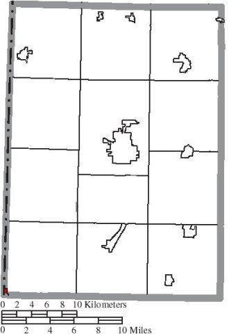 Map of Preble County Ohio Highlighting College Corner Village