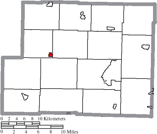 Map of Harrison County Ohio Highlighting Deersville Village