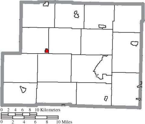 Map of Harrison County Ohio Highlighting Deersville Village
