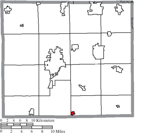 Map of Wayne County Ohio Highlighting Fredericksburg Village