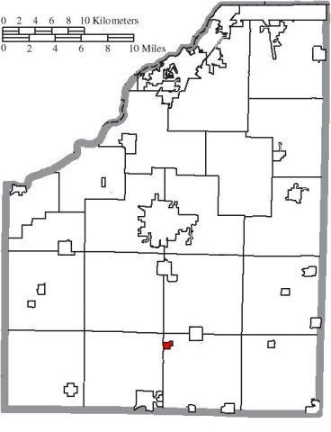 Map of Wood County Ohio Highlighting Cygnet Village