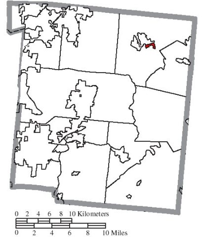 Map of Warren County Ohio Highlighting Corwin Village