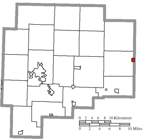 Map of Guernsey County Ohio Highlighting Fairview Village