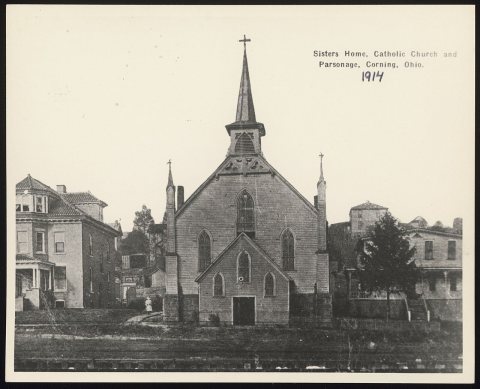 Sisters Home Catholic Church and Parsonage exterior, Corning, Perry County, Ohio, 1914 - DPLA - 4c52f78432794c1349adf4b…