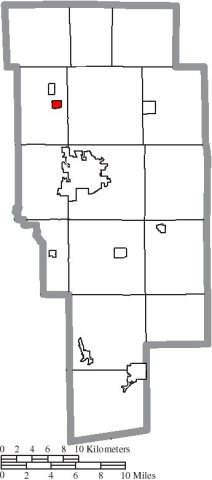 Map of Ashland County Ohio Highlighting Bailey Lakes Village