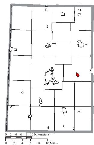 Map of Darke County Ohio Highlighting Gettysburg Village