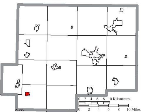 Map of Putnam County Ohio Highlighting Fort Jennings Village