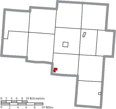 Map of Vinton County Ohio Highlighting Hamden Village