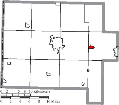 Map of Van Wert County Ohio Highlighting Middle Point Village